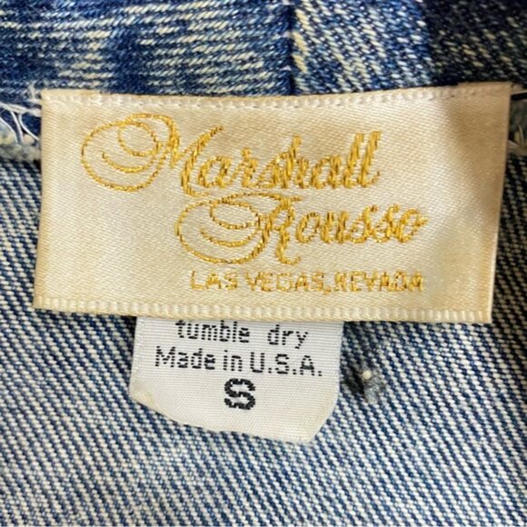 Vintage 90s Marshall Rousso Acid Wash Denim Jacket W Gold Western Accents S - Picture 14 of 16